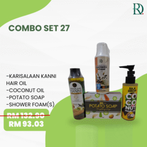 COMBO SET 27(KARISALAAN KANNI HAIR OIL,COCONUT OIL,POTATO SOAP,SHOWER FOAM (S)
